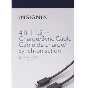 Chargeur/sync. micro USB de 1,2 m (4 pi) d'Insignia (NS-MCDT2-C) - Noir