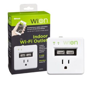 WiOn Indoor Wi-Fi Current Tap with 2-USB Charging Ports, Wireless Switch and Programmable