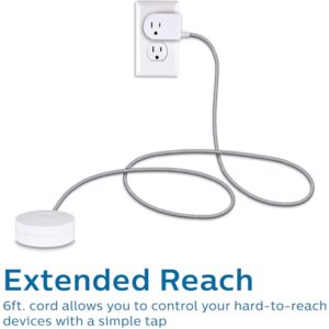 Philips Grounded Plug with Braided Cord, 6 Ft Long Power Cable, ON/Off Switch, for Tabletop or Wall Mount, Perfect for Lamps/Seasonal Lights, 3 Prong,Slip Resistant Base,SPS1611WA/37,White