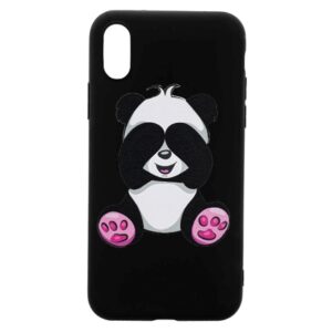 Lovely Panda Black silicone  Case for iPhone X/Xs *k